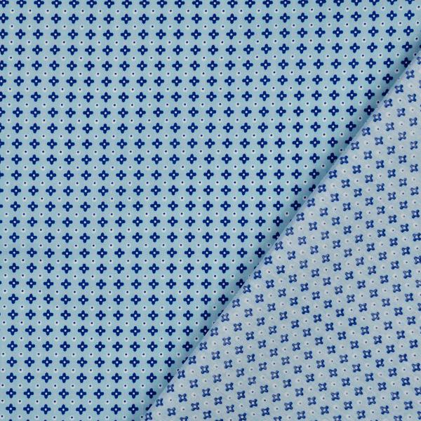 Baumwoll-Popeline, kleingemustert, hellblau